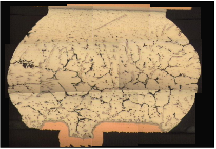 回流溫度比無(wú)鉛焊球熔點(diǎn)低時(shí)，Pb沿著晶界擴(kuò)散。黑色/灰色-富鉛區(qū)域，棒狀-Ag3Sn, 灰色顆粒-Cu6Sn5